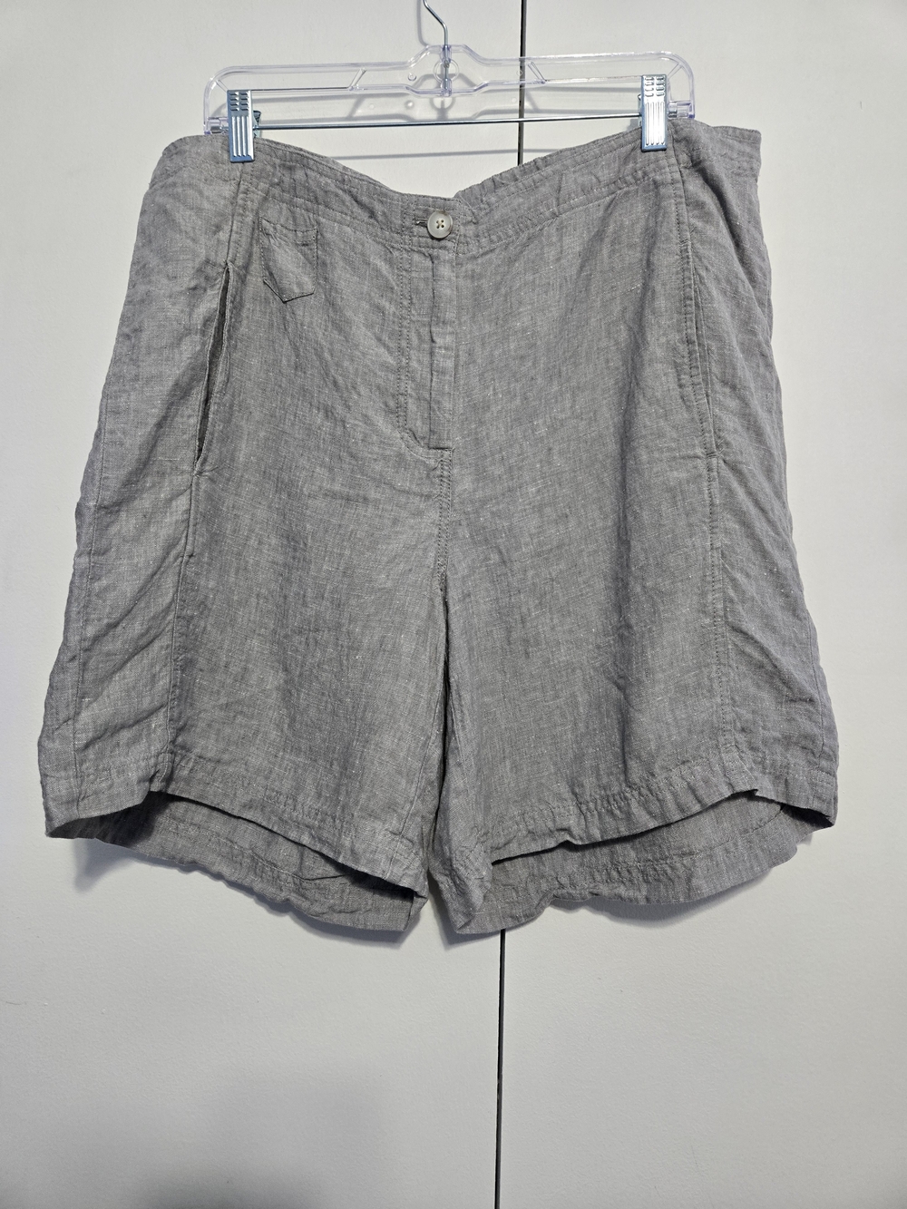 J.Jill Love Linen Shorts Womens 18 Gray 100% Linen Pull On Relaxed